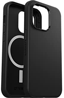 OtterBox Symmetry+ Hülle für iPhone 14 Pro mit MagSafe, stoßfest, sturzsicher, schützende dünne Hülle, 3X antimikrobieller Schutz, Schwarz