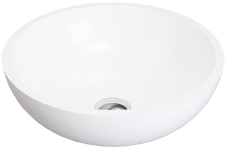 Vente-unique - Vasque de salle de bain ronde en solid surface - 40 cm - Blanc - IMJA