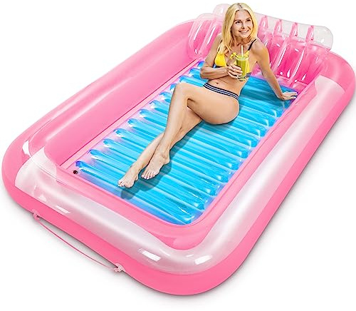 Subtail Lilo Pool Inflatables For Adults and Kids- Large Size Pool Inflatable with Removable Inflatable Pillow - Water Hammock Swimming Pool Toys for Adults Kids (180 * 120Cm), Pink (HW00204)