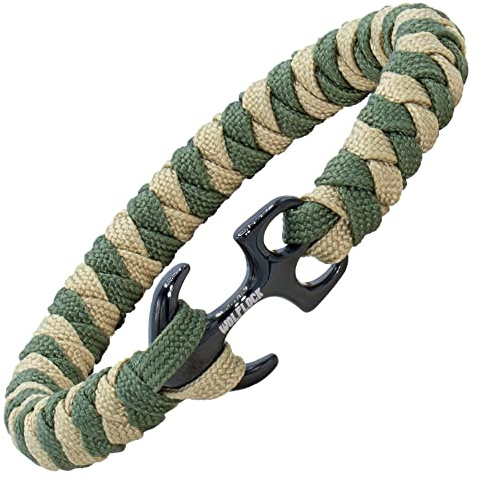 Wolflock Anker Armband – Paracord Armband Schmuck aus Edelstahl für Damen und Herren (gold, schwarz, blau, camo, navy) unisex