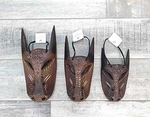 Maschera in legno sarda - Boes - merdules - tradizionale sarda cuoio legno intagliato da parete (Medio)