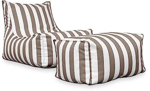 DESHOME - Outdoor-Sessel mit Puffer, wasserabweisend, abnehmbar: Chaise Longue für den Außenbereich mit Polsterung Puff Design Light Pouf Fango