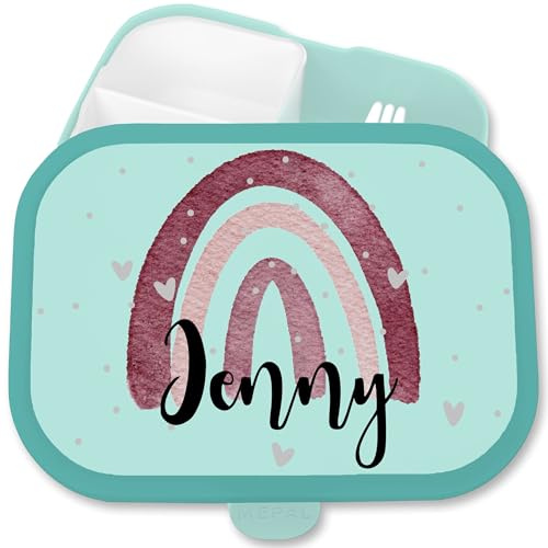 Brotdose Kinder Campus für Mepal - Brotbox Regenbogen Lunchbox Rainbow Vesperbox I - 750 ml - Türkis - jausenbox mädchen schule geschenke kindergarten personalisierte brotzeitbox kind name jungen