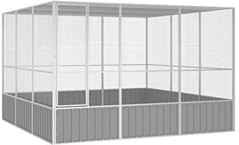 Festnight Vogelkäfig groß XXL vogelvoliere außen papageienkäfig XXL wellensittich vogelkäfig wellensittich Vogelvoliere Abschließbare Verzinkter Stahl 302,5x324,5x211,5 cm