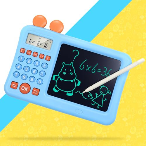 ZNZ Mathe-Rechner für Kinder, Elektronisches Math Rechentrainer Spielzeug mit Skizzenblock, Taschenrechner-Geschenke für Kinder im Alter von 4–13 Jungen und Mädchen, Berechnung und Logik