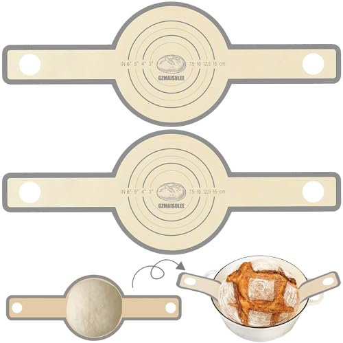 GZMAISULEE MSL12 Silikon-Brotschlinge für Dutch Oven Liner, Brotbackmatten-Set, antihaftbeschichtet und hitzebeständig, wiederverwendbar, Brotbackwerkzeuge für die Übertragung von Sauerteigbrot