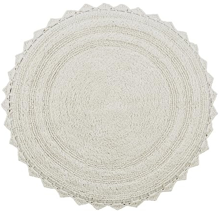 Better Trends Lilly Crochet Badteppich, rund, waschbar, 100% Baumwolle, wasserabsorbierend, Badematten, wendbar, für Dusche, Schlafzimmer oder Heimdekoration, Elfenbeinfarben, 61 cm