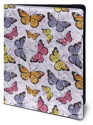 SEANATIVE Leder-Portfolio-Dokumentenmappe für Damen, Büroarbeit, buntes Schmetterling-Padfolio, Lebenslauf-Organizer, Klemmbrett-Halter