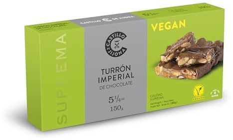 Castillo de Jijona - Nougat Impérial au Chocolat Végétalien 150g - Nougat Végétalien - Cacao Sélectionné - Étiquette V-Label - Sans Gluten - Qualité Suprême - Recette Artisanale - Fabriqué en Espagne