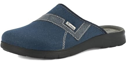 inblu Homme Pantofole Uomo Morbido Tessuto E Sottopiede in Vera Pelle Imbottito Automodellante Chausson, Bleu, 40 EU