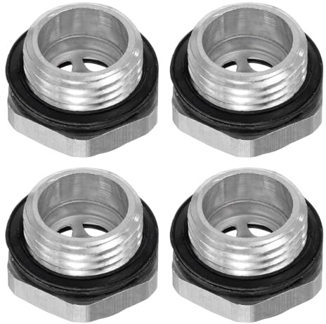 QUARKZMAN 4Pz Vetro Spia Olio Compressore Aria G1/2 Filettatura Maschio Indicatore Plastica Livello Vista Liquido Alluminio Testa Esagonale Finestra con O-Ring Raccordi, Argento