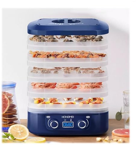 MObyat Fruit Dryer Machine For Home, Candy & Snacks Machine With Five-Trays Food Dehydrator Adjustable Thermostat - 360° Airflow, Temperature Control(Blue)