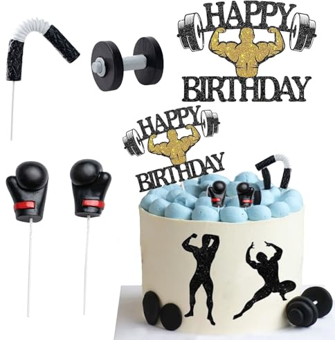 Knana 5Pcs Fitness Cake Topper Boxing Cake Toppers Gym Cake Decorations