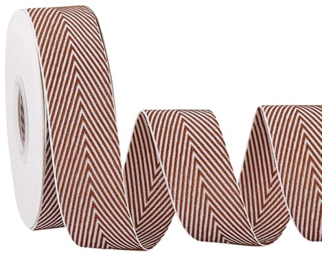 PH Pandahall - Cinta de sarga (9 m, 2,5 cm, ancho a rayas, para costura, artesanía, embalaje de regalo, bricolaje, color marrón