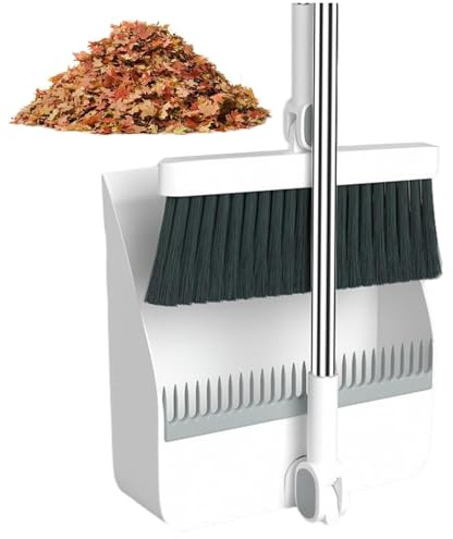 WJnflQN Ensemble Balai Et Pelle À Poussière Balayette Et Pelle Avec Un Long Manche Adjustable Handle À Manche À Balais Pan À Poussière Combo 180 ° Rotation Broom Pour Nettoyage Efficace