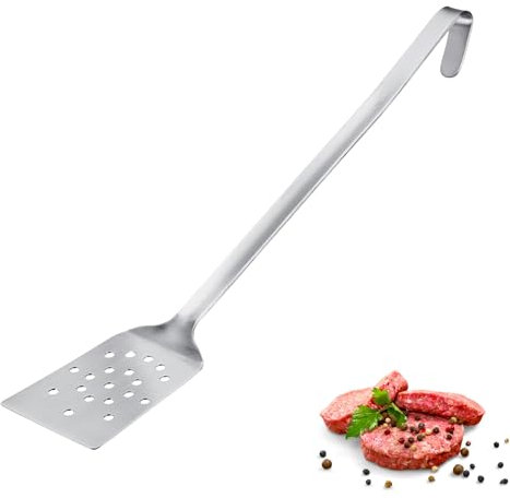 Westmark Turner Pro – spatule en acier inoxydable avec trous et crochet de suspension – parfaite pour les poêles, les barbecues et les cuisines professionnelles – pelle à poêle – argent, 45 cm