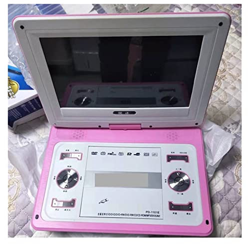 MKHFP Lettore Dvd da Viaggio, Lettore Dvd Video HD a Grande Schermo da 14 Pollici Scheda di Supporto Dvd Portatile Gioco Disco U Sposta Supporto Altoparlante MP3 Console di Gioco TV Digitale(Pink)