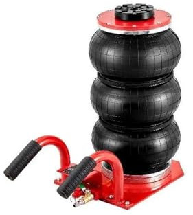 EGUIAS cric per Auto cric per Trasmissione Martinetto Pneumatico Portatile con capacità di 3 tonnellate Triplo Sacco Cric Pneumatico Portatile per carichi Pesanti e Sollevamento rapido(Red)