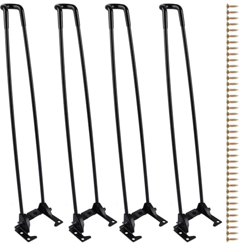 MUXHEL 4 Stück 42cm Tischbeine Klappbar, tischbeine, tischbein Metall schwarz, Klappbares Haarnadel-Tischbein, für Couchtisch, Laptop Tisch