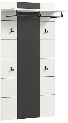 xonox.home - Paneel Canu 80x141x29 cm in Basalt grau und weiß Nb. - Wandpaneel Wandboard Wandgarderobe Garderobenwand Garderobenpaneel Flurpaneel - modern & stilvoll