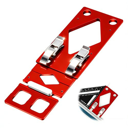Ruaizel Butée d'angle pour rail de guidage, rail de guidage à angle droit à 90° usiné CNC 300 mm, compatible avec Festool et Makita, butée avec guide de bord pour scies circulaires (rouge)