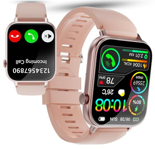 OTOZABU Smartwatch Herren Damen, 1,85 HD Touchscreen Smart Watch mit Telefonfunktion, 113+ Sportmodi Sportuhr mit Schrittzähler/Herzfrequenzmonitor/Schlafmonitor, IP68 Wasserdicht Fitnessuhr, Rosa