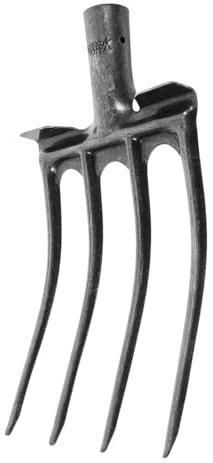 GANAZONO Horquilla de Jardín de Acero de 4 Dientes para Cultivo y Jardinería, Cabezal Metálico Resistente para Aflojar y Preparar Suelo Agrícola, Herramienta Manual Versátil para Trabajo