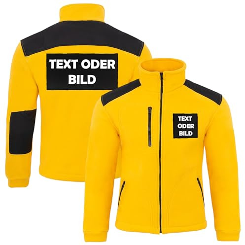 Personalisierte Fleecejacke Herren mit Logo & Text – Arbeitsjacke mit Logo & Verstärkungen – warme Fleecejacke für Arbeit & Freizeit – individuelle Arbeitskleidung