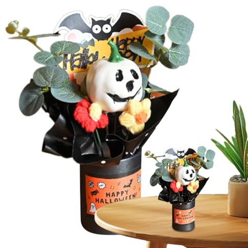 Yulokdwi Ramos De Halloween,Ramo De Calabaza Festivo | Ramo Decorativo con Hojas de Eucalipto para Interior Creación de Ambiente de Halloween
