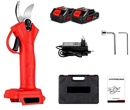 Forbici da giardino elettriche, Potatore elettrico a batteria da 1000 W, cesoia a mano, 4 velocità, tagliarami, strumento paesaggistico, batteria da 18 V(2 Battery Plug)