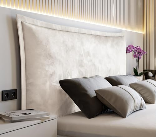 VALLH Bett Sofia modernes Polsterbett Schlafzimmer mit großem Bettkasten – weiches Kopfteil Kissen (Piano 01 Cremeweiß, 180x220 (Ohne Matratze))