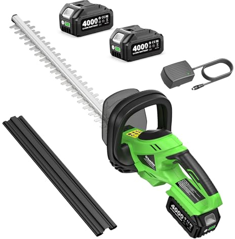 TaskStar 22 Hedge Trimmer Cordless: Electric Handheld Shrub & Bush Trimmer with 2 Pack 4.0Ah Rechargeable Batteries, Dual-Action Blade, Lightweight All-Around Trimming Hedge Cutter for Garden Yard