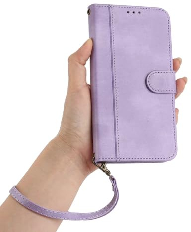 HAOFUGUI pour Google Pixel 8 Coque, Portefeuille avec Dragonne/Fentes Cartes/Fonction Support, Premium Housse Antichoc en Cuir PU-Violet