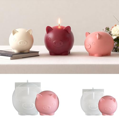 Silikonformen Gießformen Schwein, 2 Stück Silikonform Schwein Kerzen Formen Silikon Glücksschwein Gießformen Silikon Ostern Silikonform Tier Silikonformen Frühling Kerzenformen zum Gießen (A)