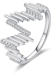 Ayoiow Irregulär Ringe Weiß Gold für Damen mit Laborgezüchteter Diamant, Vorsteckring Weissgold 375 für Sie, 9 Karat Weißgold Größe 65 (20.7)