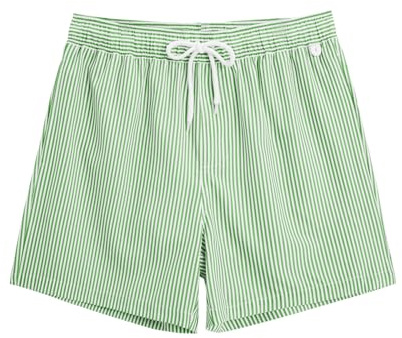 Runcati Bañador para hombre, de secado rápido, a rayas, para verano, playa, pantalones cortos elásticos, con forro de malla