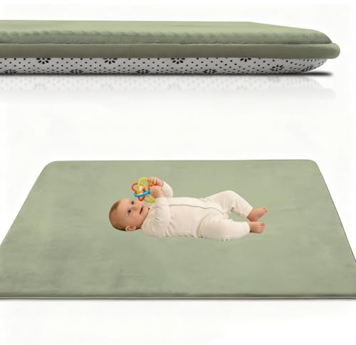 Atemrdsye Spielmatte Baby 160 x 180 cm Grasgrün Krabbelteppich Baby, 2.5cm Dicke Krabbelmatte Memory Foam Kinderteppich, Teppich Kinderzimmer, Krabbeldecke Baby Rutschfester Spielteppich Baby