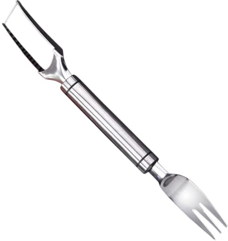 ibasenice Affettatrice per Anguria 2 in 1 Forchetta in Acciaio Inox, Utensile Compatto e Sicuro per Tagliare e Servire Meloni, per Casa e Campeggio
