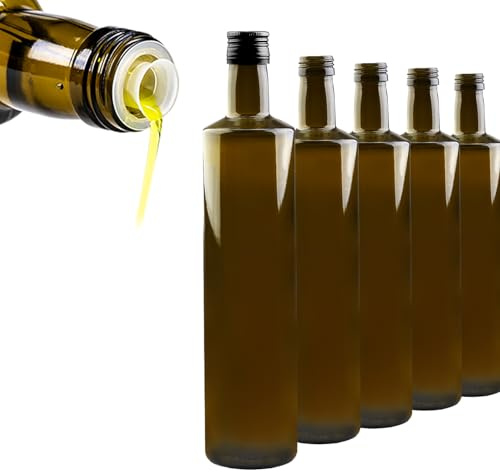 SUPERBUTELKI.PL Bottiglia di vetro da 750 ml, verde oliva, bottiglia d'olio, aceto e polivalente, bottiglia di vetro vuota per cucina, gastronomia (40 beccucci (antigoccia)