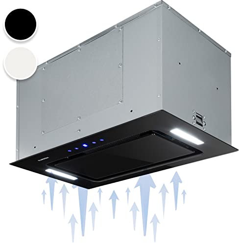 Klarstein HECTOR SL - HR1, Cappa Cucina, Cappa Aspirante, Sottopensile, 60 cm, Funzione Ricircolo, Montaggio a Parete, Timer, 68 dB, Filtro Lavabile, Controllo Touch, Colore Nero