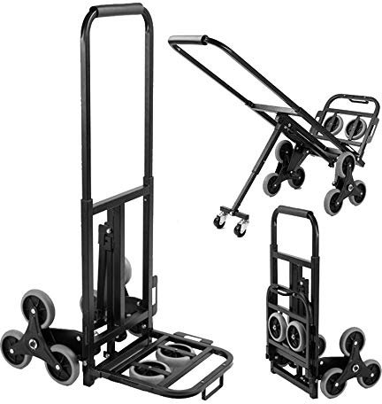 DlandHome Treppensteiger-Sackkarre klappbar Sackkarren Rollwagen Treppenkarre Aluminium Paketwagen für Baumaterialien und Lebenschmitteln Max. Arbeitsfähigkeit bis zu 150 KG