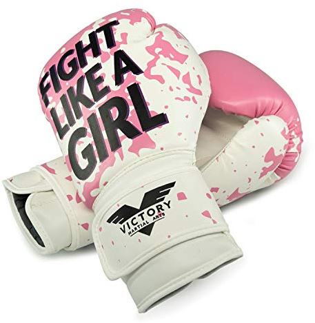 Victory Martial Arts Women's Cardio Kickboxing Boxing Gloves/Punching Bag Gloves (12 oz, Fight Girl)