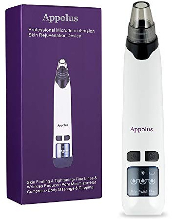Blackhead Remover Vacuum - Appolus Premium Pores Cleaner- Facial Body Massage & Cupping - Hot Compress & 4 Vacuum Heads