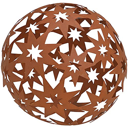 Matches21 Boule en métal avec étoiles - Décoration de jardin - 1 pièce - Diamètre : 18 cm