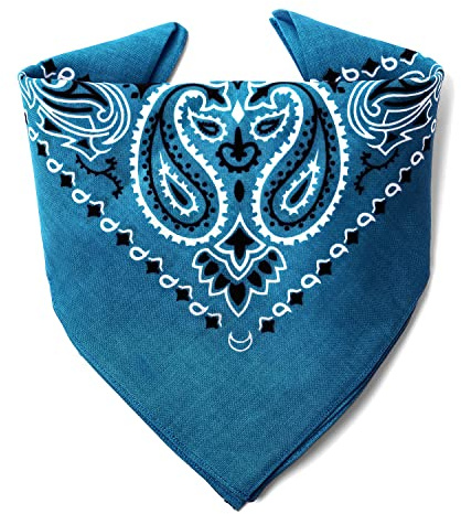 Karl Loven - Petrolblau Bandana - Paisleymuster - 100% Baumwolle - Dicker Stoff - 20 Exklusivfarben