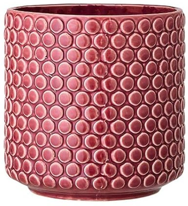 Nordring Retro Übertopf Vintage Pflanztopf für Zimmerplanzen Blumentopf Dotty L (15,5 cm ø), rot, Keramik