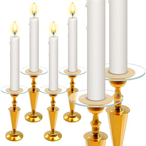 Vesici 15 Pcs Glass Candle Drip Protectors for Candlesticks Clear Glass Bobeches Round Wax Catchers for Candlesticks Candle Rings Bobeches for Church Wedding Home Party
