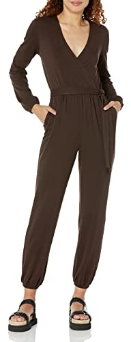 Amazon Essentials Damen Wickel-Overall aus Strick, 69,8cm Beininnenlänge (Erhältlich in Übergröße), Espresso, XXL