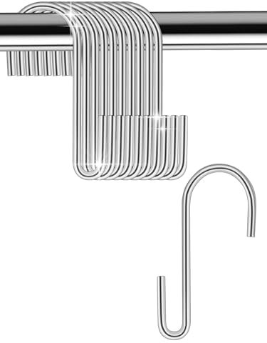 Sheryl&Rain 12 Pièces Crochets en S en Acier Inoxydable Argent,Crochet Multifonctions,Forme de S Crochets en Métal pour Cuisine Salle de Bain Chambre et Bureau