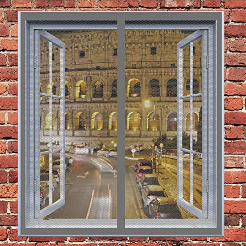Fliegenschutzgitter Für Fenster 150 x 115 cm Insektenschutz Fenster In Verschiedenen Größen Auswählbar Magnet Fliegengitter Für Alle Universalfenster, Grau